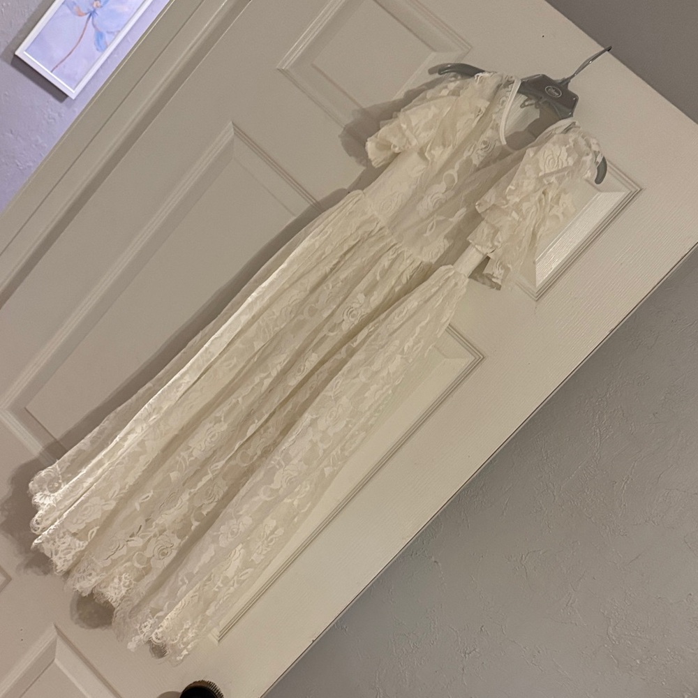 India Boutique Cream Lace Kids Dress